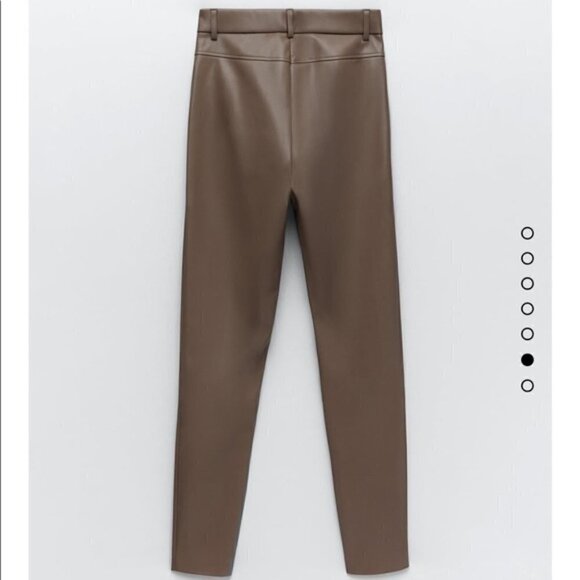 Zara Faux Leather High Waisted Leggings Taupe size XS - Picture 3 of 12